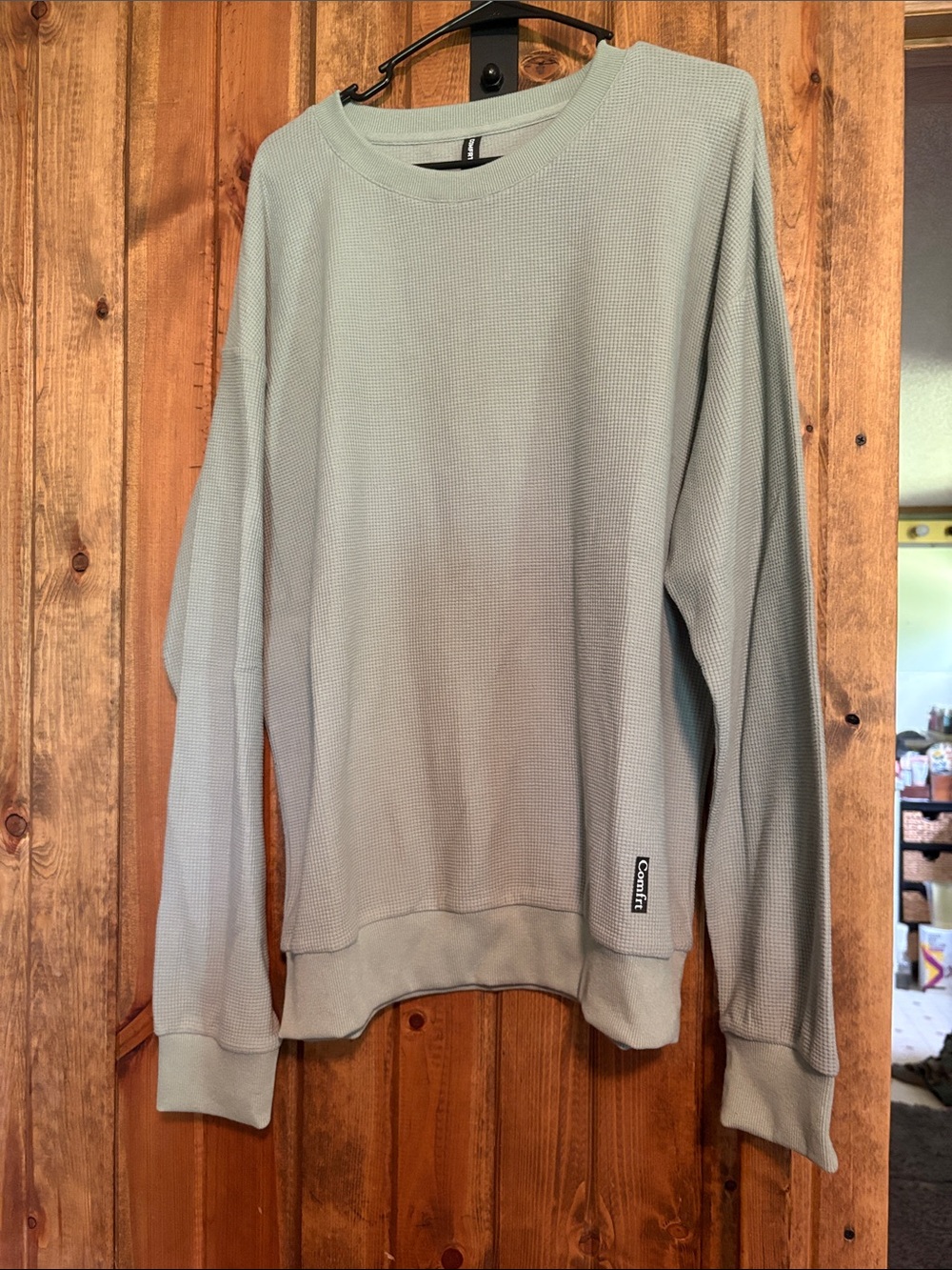 Carhartt Men's Waffle Crewneck Sweater - Tan & Sage - Picture 3 of 3